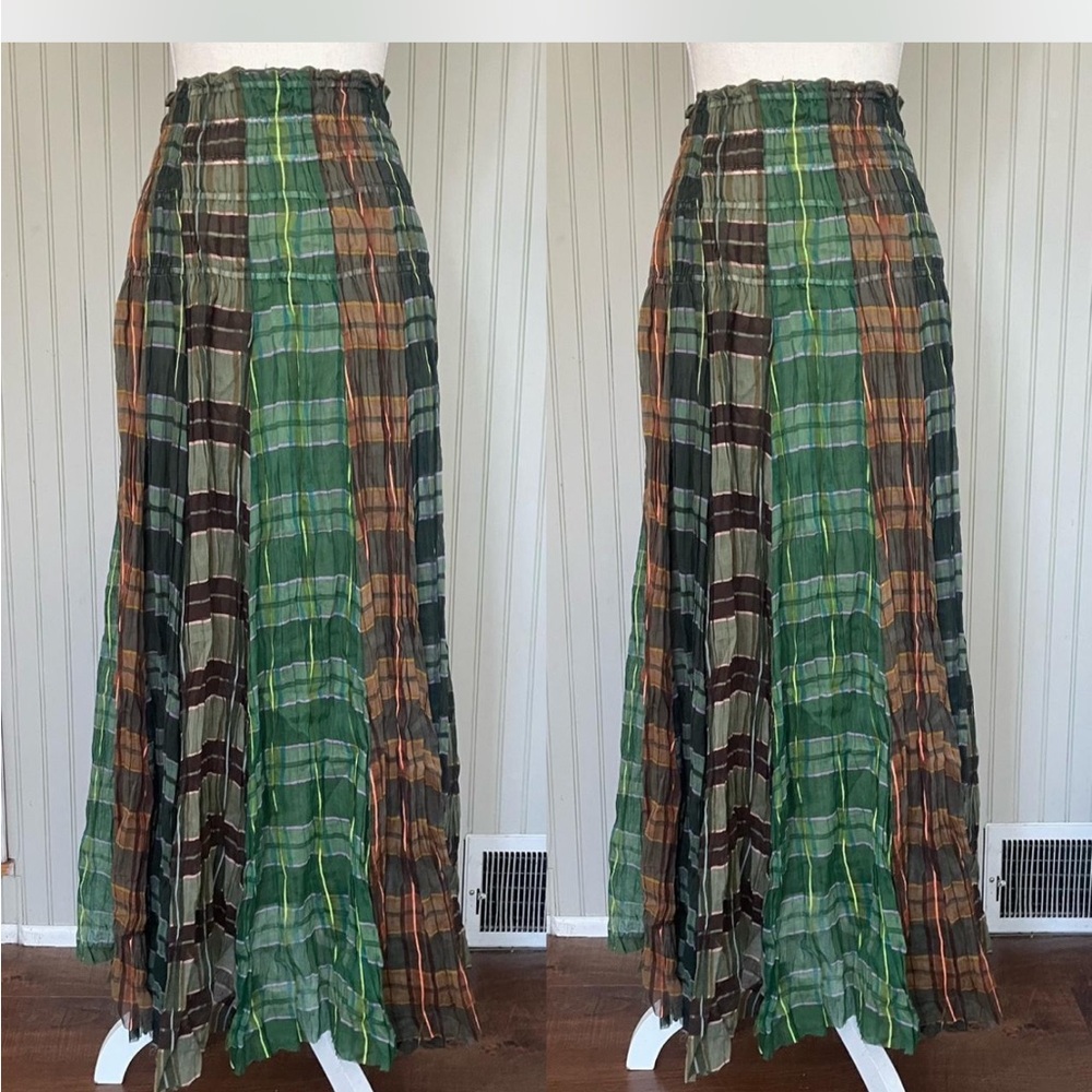 Free people lausanne convertible maxi skirt/dress XS green and orange